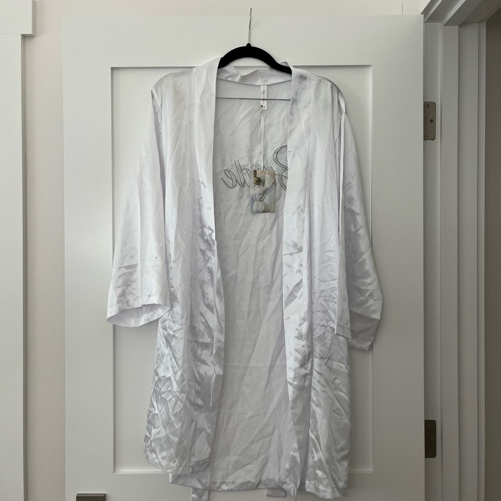 Elegant White Satin Robe